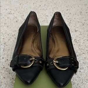 Coach Black Flats with Gold Buckle